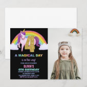 4e Rainbow Unicorn Birthday Invitations photo (Devant / Derrière)