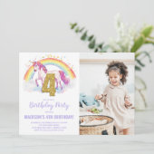4e Rainbow Unicorn Birthday Invitations photo (Debout devant)
