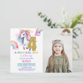 4e Rainbow Unicorn Invitations Anniversaire avec p (Debout devant)
