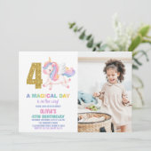 4e Rainbow Unicorn Invitations Anniversaire avec p (Debout devant)