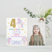 4e Rainbow Unicorn Invitations Anniversaire avec p (Debout devant)