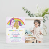 4e Rainbow Unicorn Invitations Anniversaire avec p (Debout devant)