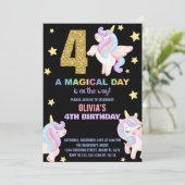 4e Rainbow Unicorn Invitations Anniversaire Vol (Debout devant)