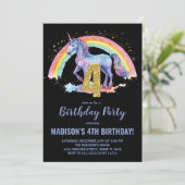 4e Rainbow Unicorn Invitations d'anniversaire (Debout devant)