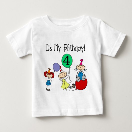 4e Stick Kinder Partij Verjaardag Tshirts en gesch (Voorkant)