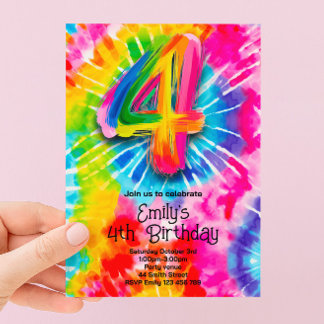 4e Tie Dye Verjaardag Kaart