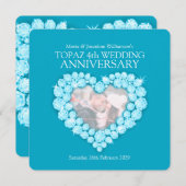 4e topaz bleu mariage anniversaire invitations (Devant / Derrière)