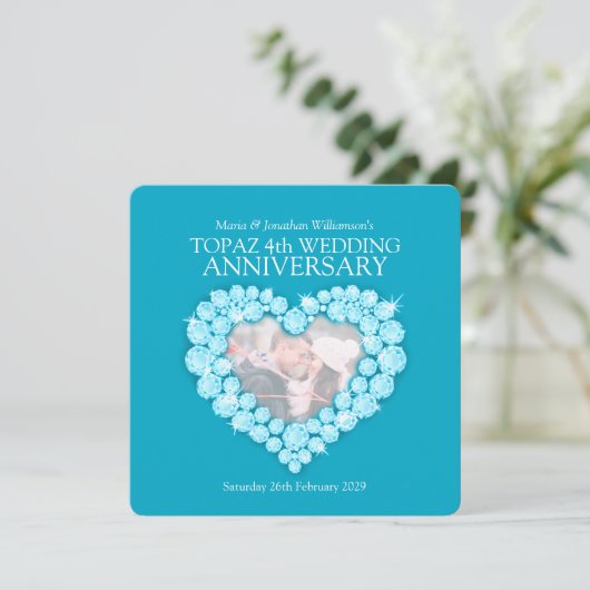 4e topaz bleu mariage anniversaire invitations (Debout devant)