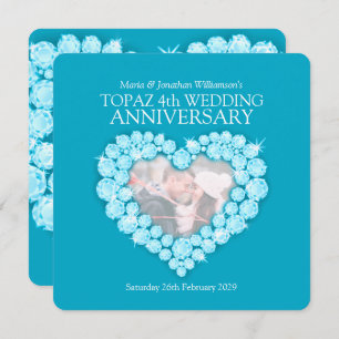 4e topaz bleu mariage anniversaire invitations