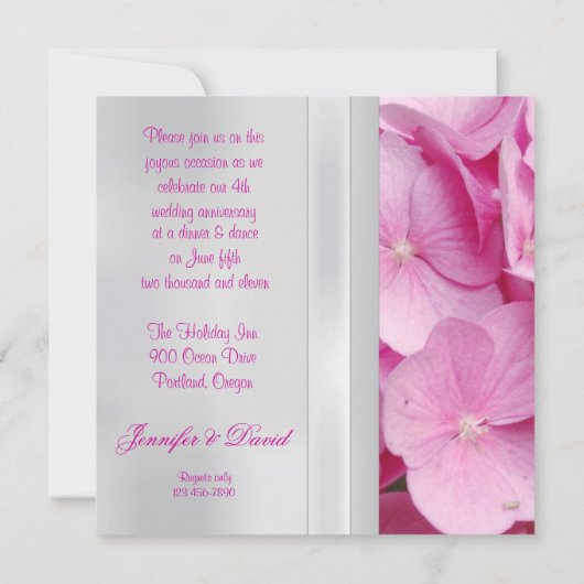 4e uitnodiging tot het Jubileum van bruiloft (Achterkant)