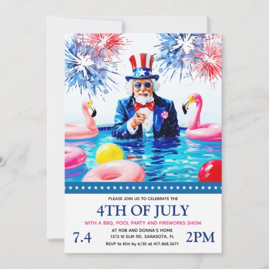 4e uitnodiging van de poolpartij van juli (Voorkant)