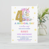 4e Unicorne Florale Invitations d'anniversaire (Debout devant)