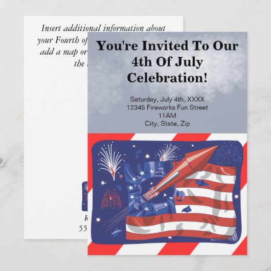 4e van de uitnodigingen van juli (Voorkant / Achterkant)