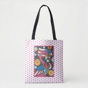 4E VAN JULI PINK FLAMINGO, VOGELS CANVAS TAS Med.