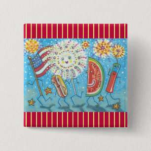 4E VAN JULY GANG & FIREWORKS BUTTON Square