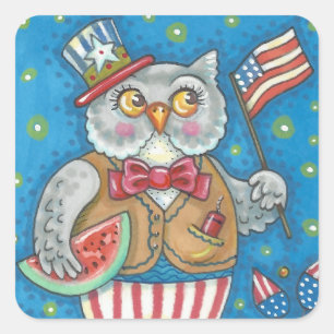 4E VAN JULY HOOT OWL, BIRD STICKERS Square *Databl