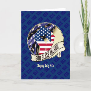 4E VAN JULY Patriotic USA God Bless America Feestdagen Kaart