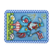 4E VAN JULY ROOSTER, FUNNY PATRIOTIC CHICKEN MAGNEET (Horizontaal)