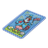 4E VAN JULY ROOSTER, FUNNY PATRIOTIC CHICKEN MAGNEET (Linkerzijde)