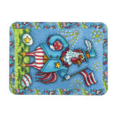4E VAN JULY ROOSTER, FUNNY PATRIOTIC CHICKEN MAGNEET (Horizontaal)