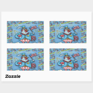 4E VAN JULY ROOSTER, FUNNY PATRIOTIC CHICKEN RECHTHOEKIGE STICKER