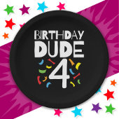 4e verjaardag 4 jaar oud jongensfeestje verjaardag papieren bordje