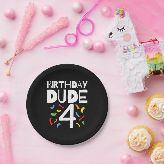 4e verjaardag 4 jaar oud jongensfeestje verjaardag papieren bordje (Feest)