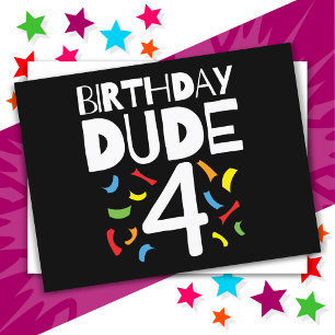 4e verjaardag 4 jaar oude jongensfeest verjaardag briefkaart