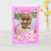 4e verjaardag aanpasbare foto verjaardagskaart, kaart (Gele Bloem)