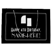 4e verjaardag ~ Art Deco Geïnspireerde look "4" + Groot Cadeauzakje (Achterkant)