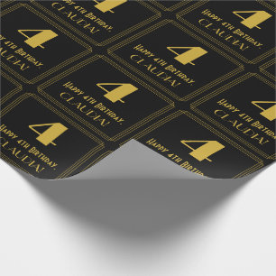 4e verjaardag ~ Art Deco Geïnspireerde look "4", n Cadeaupapier