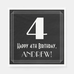 4e verjaardag ~ Art Deco Geïnspireerde look "4", n Servet