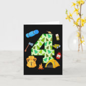 4e Verjaardag Camping Thema 4 Jaar Oude Verjaardag Kaart (Gele Bloem)