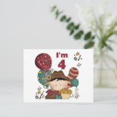 4e verjaardag Cowboy Tshirts en geschenken Briefkaart (Staand voorkant)