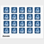 4e verjaardag Custom Name Navy en Baby Blue Vierkante Sticker (Vel)