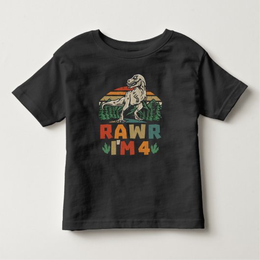 4e verjaardag Dinosaur T Rex Rawr Ik ben 4 voor jo Kinder Shirts (Voorkant)
