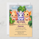 4e verjaardag Dinosaurus Feest een Dino Bash Kaart (Voorkant)