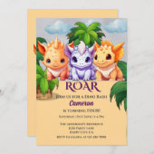 4e verjaardag Dinosaurus Feest een Dino Bash Kaart (Voorkant / Achterkant)