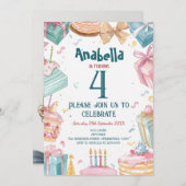 4e verjaardag en Cakes Kids Verjaardagsfeestje Kaart (Voorkant / Achterkant)