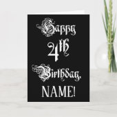 4e verjaardag: Fancy, elegant script + aangepaste Kaart (Voorkant)