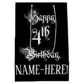 4e verjaardag: Fancy, elegant script + aangepaste  Medium Cadeauzakje (Achterkant)