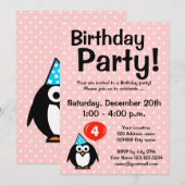 4e verjaardag feestuitnodigingen met grappige ping kaart (Voorkant / Achterkant)