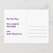 4e verjaardag: Fun Hearts Pattern, Regenboog 4 Briefkaart (Achterkant)