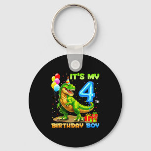 4e verjaardag gelukkig 4 jaar t-rex shirt jongens sleutelhanger
