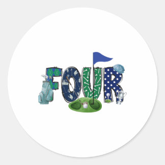 4e Verjaardag Golf Theme Party Golf Girl Boy Birth Ronde Sticker