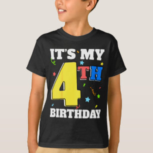 4e verjaardag jongen 4 peuter meisje vier gelukkig t-shirt