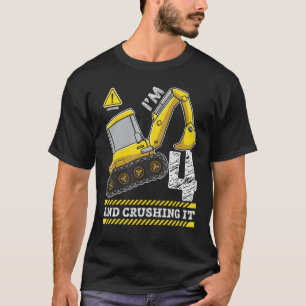 4e verjaardag jongen graver bouwer bouwwagen t-shirt
