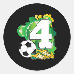 4e verjaardag jongen voetbal thema feest 4 jaar ou ronde sticker