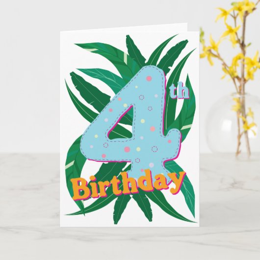 4e verjaardag kaart (Gele Bloem)