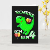 4e verjaardag Kinder dinosaurus Kaart (Gele Bloem)